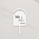 Mr & Mrs Line Style | Cake Topper