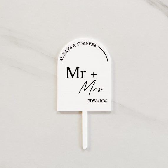 Mr & Mrs Line Style | Cake Topper