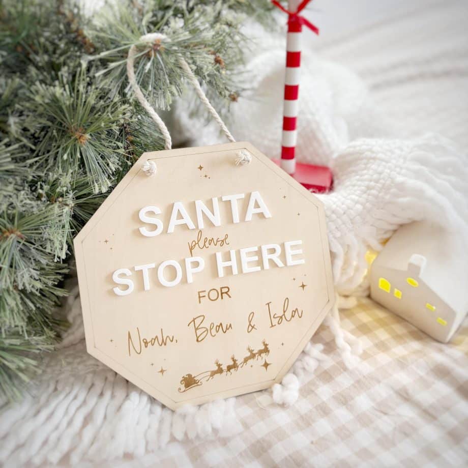 Santa Hexagon Stop here sign