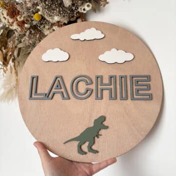 Dino Circle Name Sign