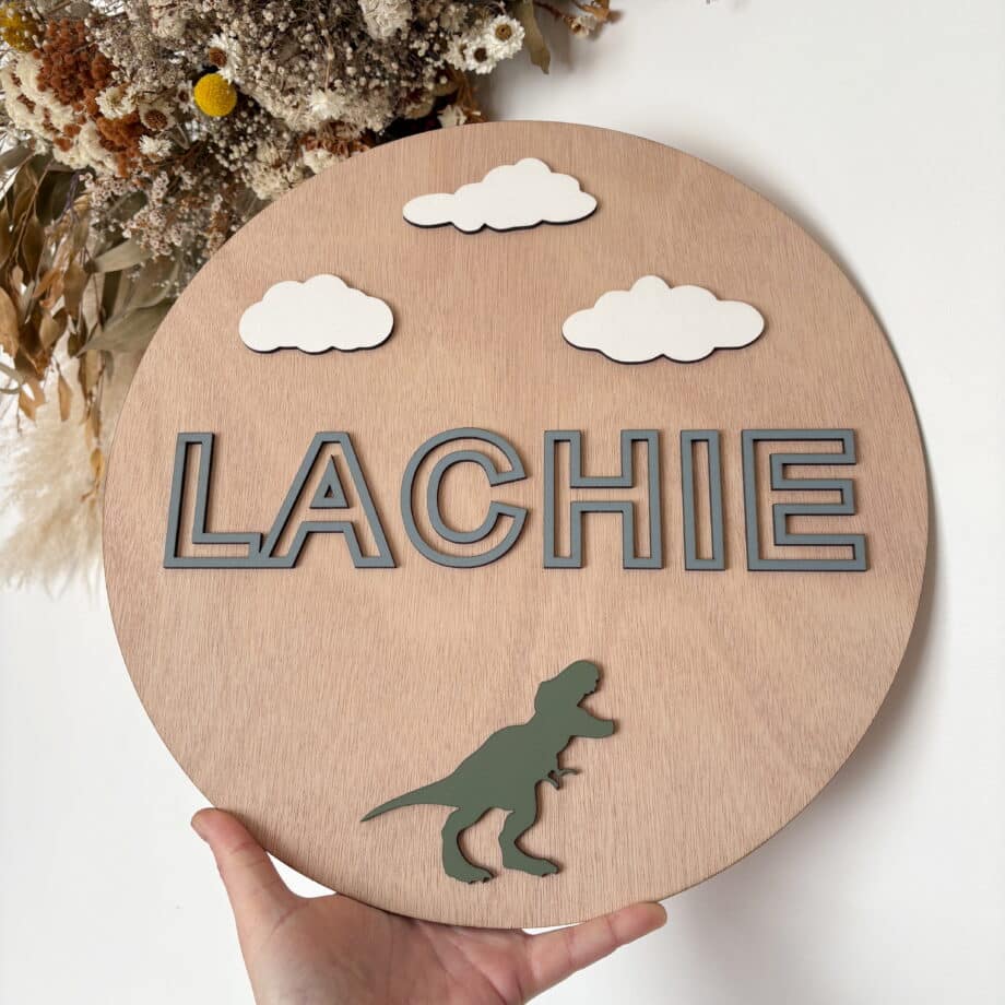 Dino Circle Name Sign