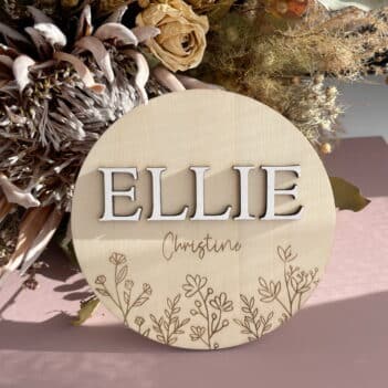 Engraved Floral Name Sign