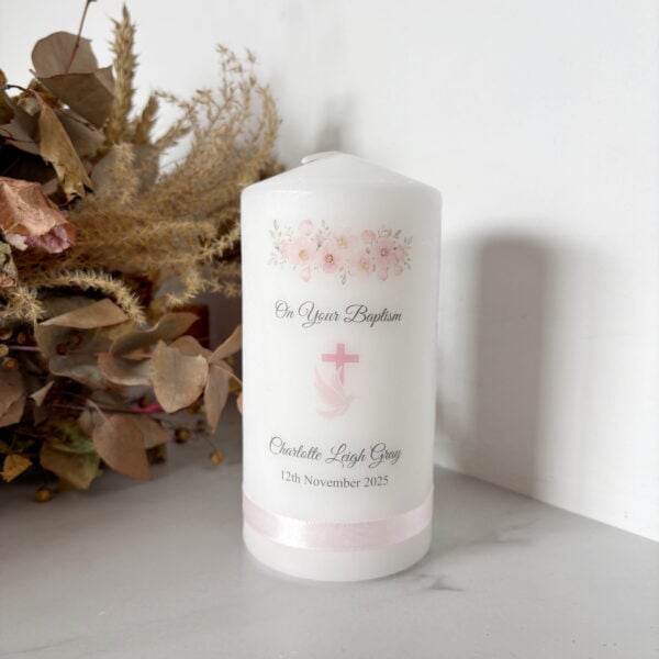 Baptism Floral Candle