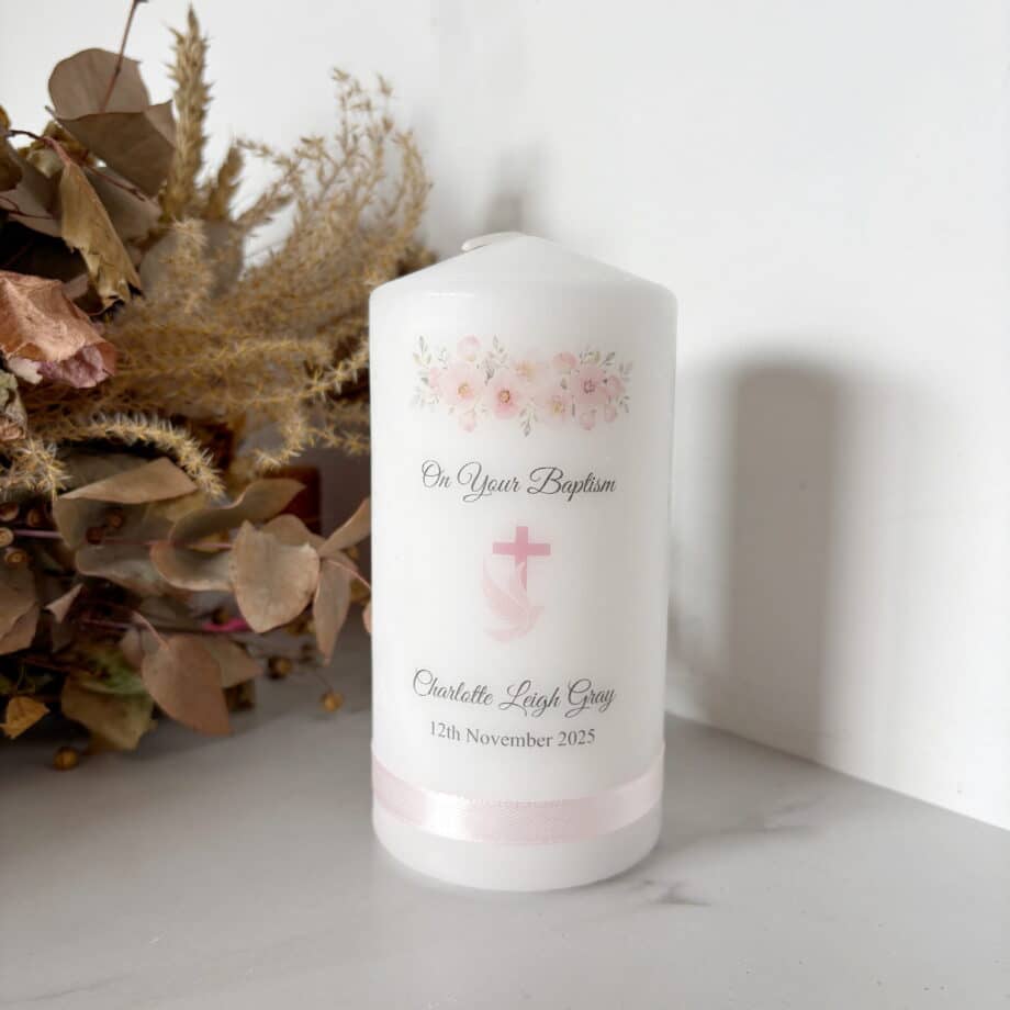 Baptism Floral Candle